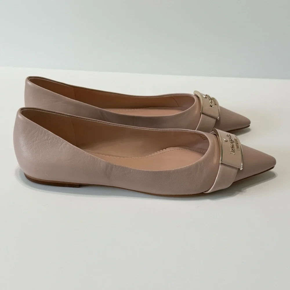 Kate Spade Deneuve Blush Pink Leather Pointed Toe Ballet Flats Slip On Size 8B